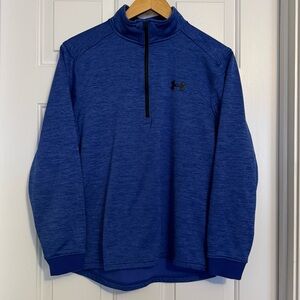 Under Armour Mens‎ Coldgear Activewear Sweat Blue Space Dye 1/4 Zip Loose Fit M
